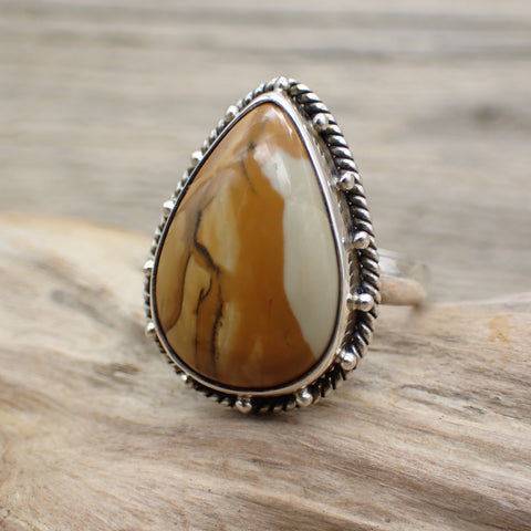 Sterling Silver Picture Jasper Ring - Size 9