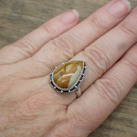 Sterling Silver Picture Jasper Ring - Size 9