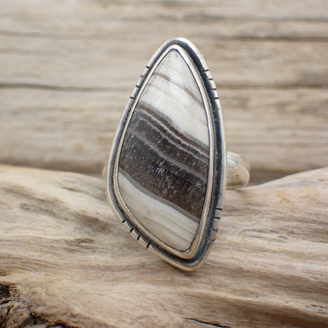 sterling silver zebra jasper ring