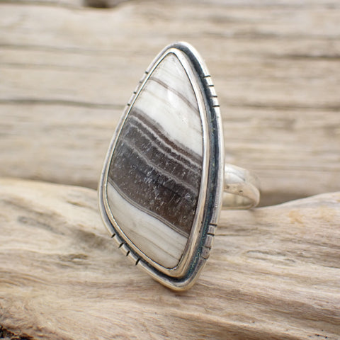 Sterling Silver Zebra Calcite Ring - Size 9