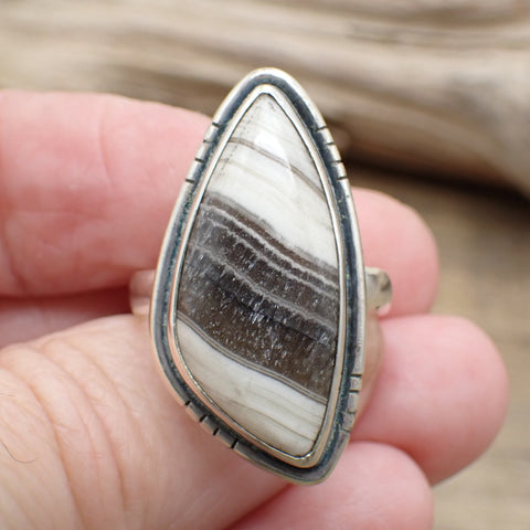 Sterling Silver Zebra Calcite Ring - Size 9