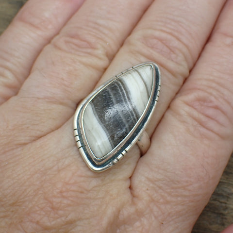 Sterling Silver Zebra Calcite Ring - Size 9