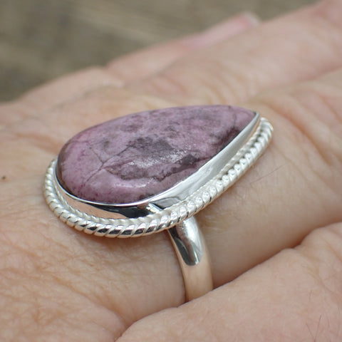 Sterling Silver Cobalt Calcite Ring - Size 8