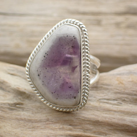 sterling silver amethyst slice ring