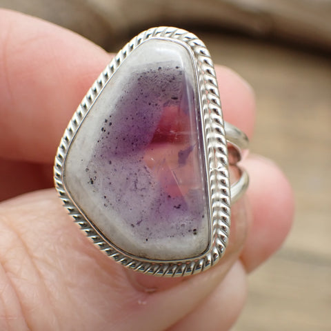 Sterling Silver Amethyst Slice Ring - Size 7