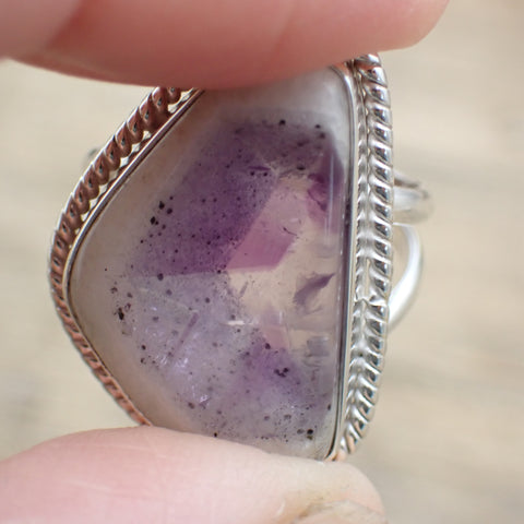 Sterling Silver Amethyst Slice Ring - Size 7