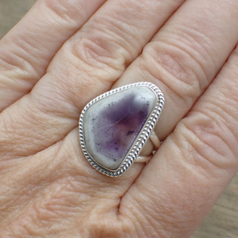 Sterling Silver Amethyst Slice Ring - Size 7