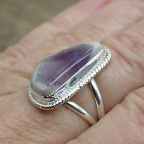 Sterling Silver Amethyst Slice Ring - Size 7