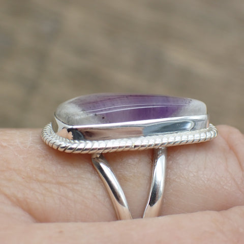 Sterling Silver Amethyst Slice Ring - Size 7