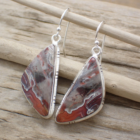 sterling silver crazy lace agate earrings