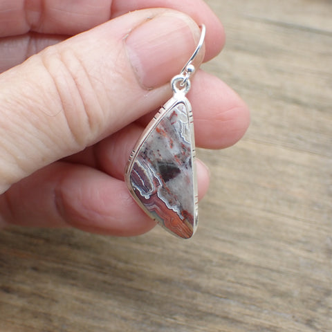 Sterling Silver Crazy Lace Agate Earrings