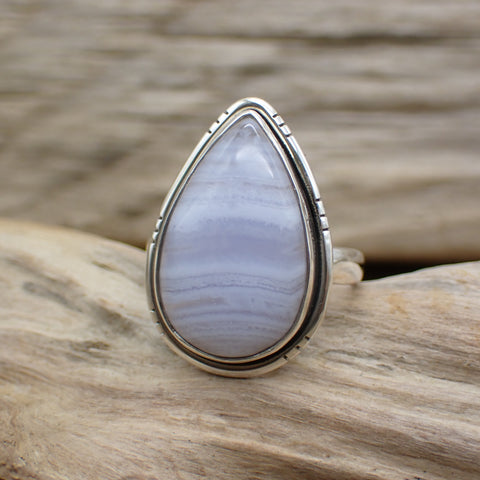 sterling silver blue lace agate ring