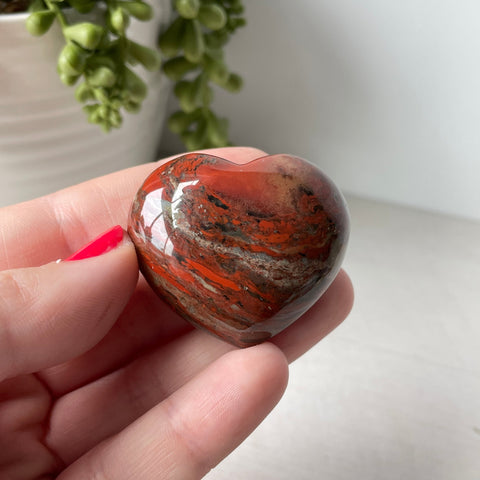 Brecciated Red Jasper Puffy Heart