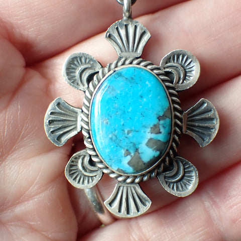 Sterling Silver Turquoise Statement Drop Stud Earrings by Mary Chavez