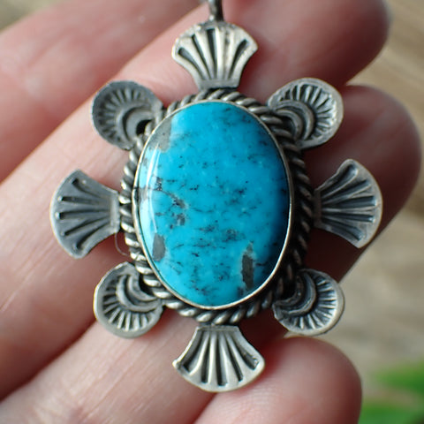 Sterling Silver Turquoise Statement Drop Stud Earrings by Mary Chavez