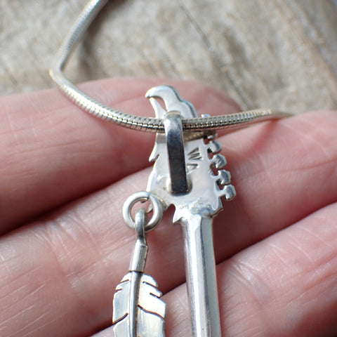 Realistic Wood & Sterling Silver Guitar Pendant by William Anderson
