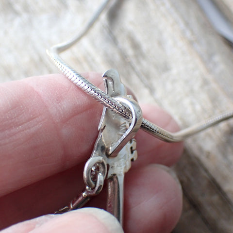 Realistic Wood & Sterling Silver Guitar Pendant by William Anderson