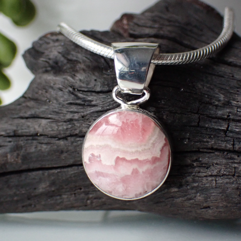 Sterling Silver Rhodochrosite Pendant by Native American Artist
