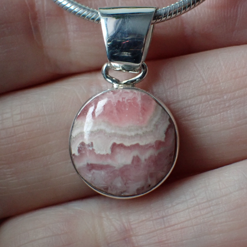 Sterling Silver Rhodochrosite Pendant by Native American Artist