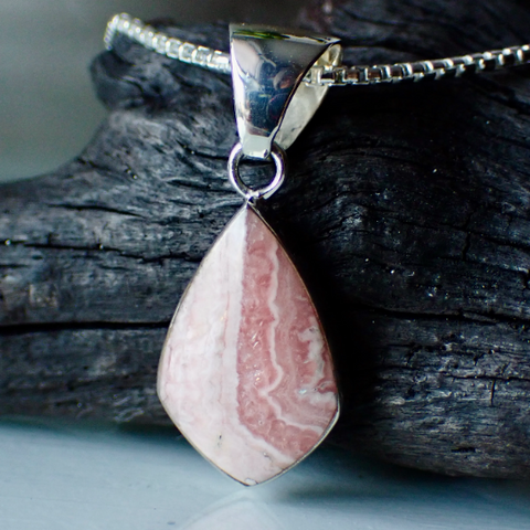 Rhodochrosite Sterling Silver Pendant by Native American Artist Cathy Webster