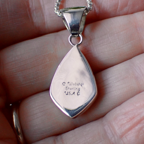 Rhodochrosite Sterling Silver Pendant by Native American Artist Cathy Webster
