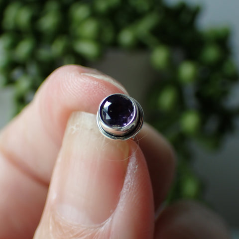 Amethyst Faceted Sterling Silver Stud Earrings