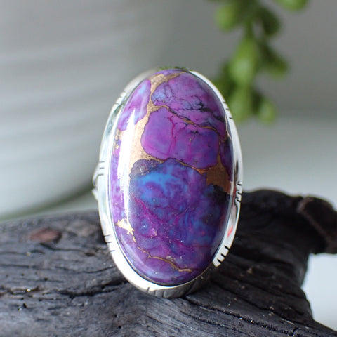 purple copper turquoise sterling silver statement ring