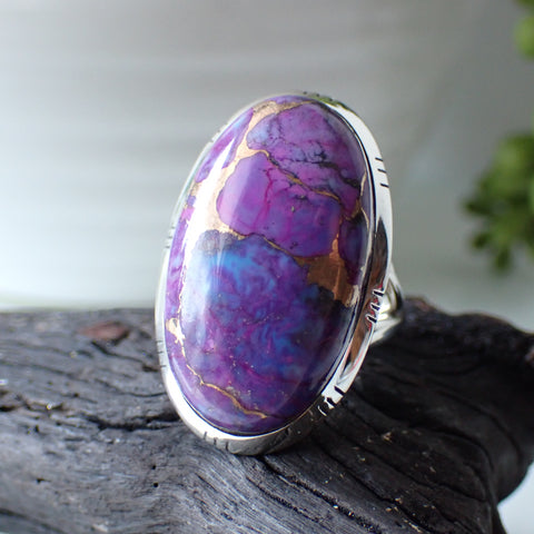 purple copper turquoise sterling silver statement ring