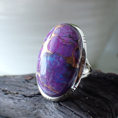 purple copper turquoise sterling silver statement ring