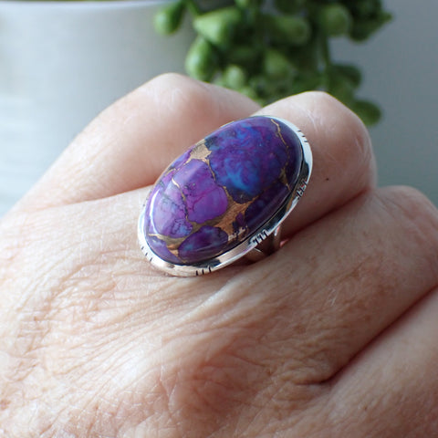 purple copper turquoise sterling silver statement ring