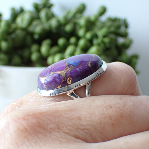 purple copper turquoise sterling silver statement ring