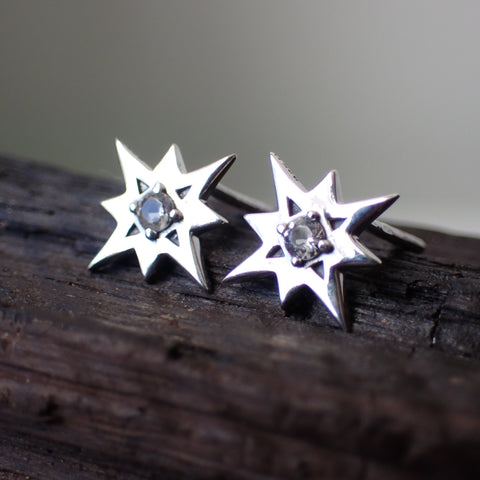 sterling silver celestial North star stud post earrings