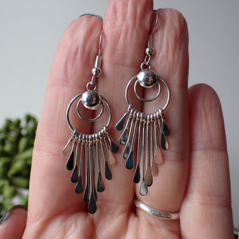 Sterling Silver Fringe Waterfall Earrings by Puline Armstrong