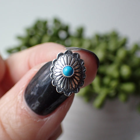 Sterling Silver Turquoise Concho Studs by Native American Artist