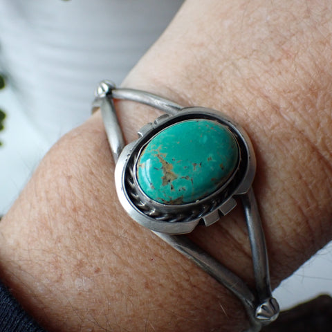 Kingman Turquoise Sterling Silver Cuff Bracelet By Augustine Largo