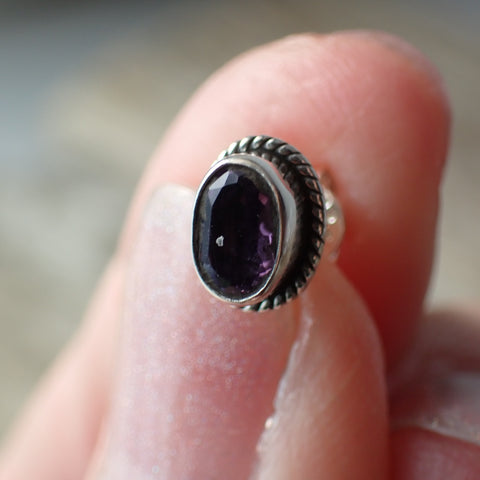 Sterling Silver Faceted Amethyst Stud Earrings