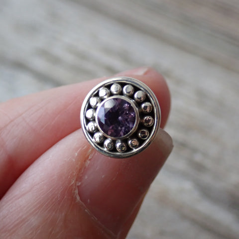 Amethyst Faceted Sterling Silver Stud Earrings