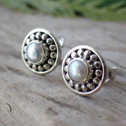 Sterling Silver Pearl Studs