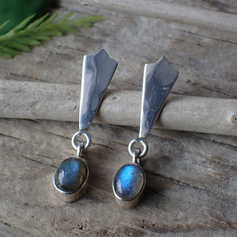 Labradorite Sterling Silver Stud Earrings