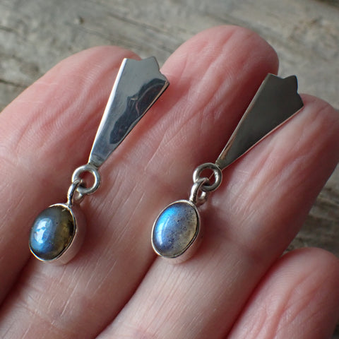 Labradorite Sterling Silver Stud Earrings
