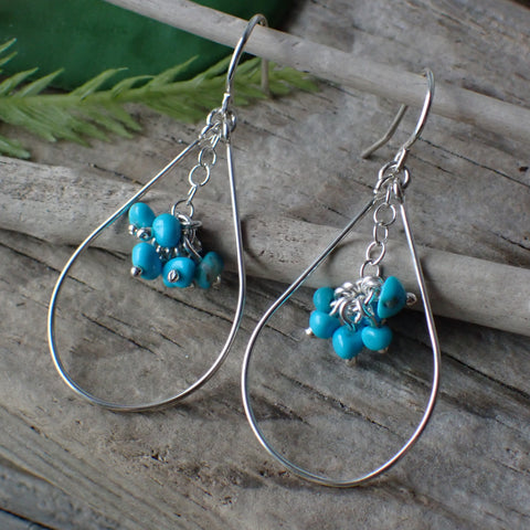 Turquoise Open Bead Sterling Silver Earrings