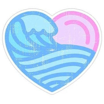 waves heart pastel waterproof vinyl sticker cabana