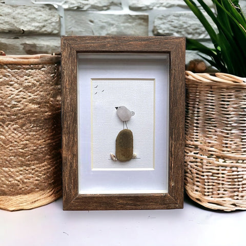 Sea Glass Bird on Driftwood Picture