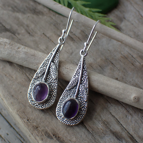 Sterling Silver Amethyst Flower Earrings