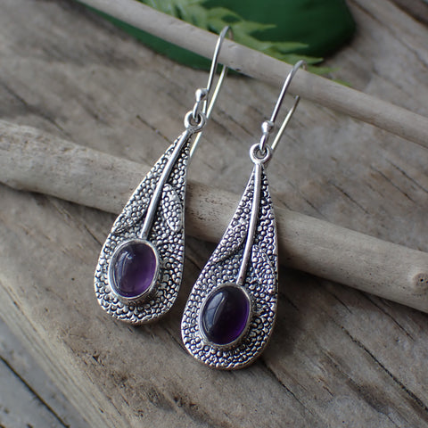 Sterling Silver Amethyst Flower Earrings