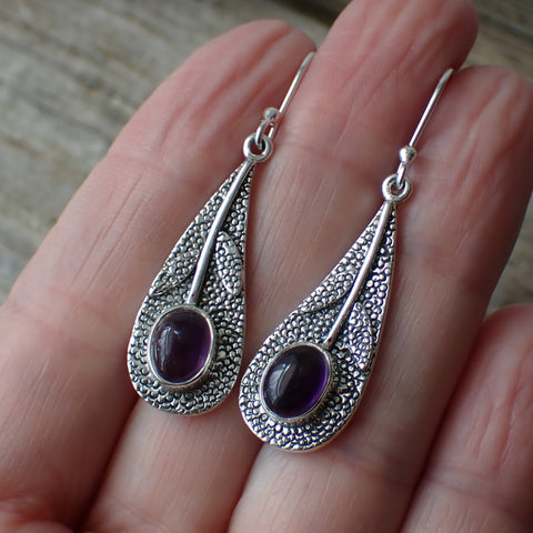 Sterling Silver Amethyst Flower Earrings
