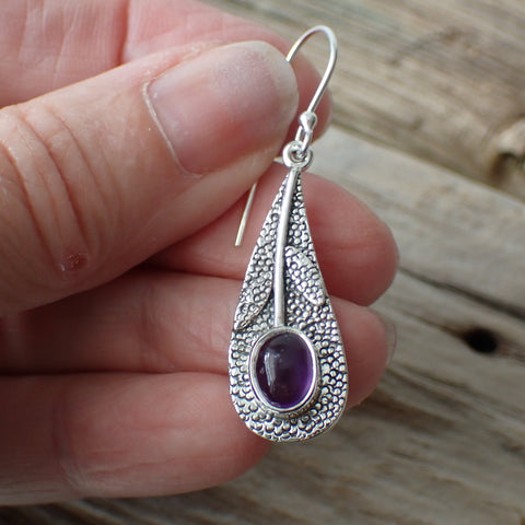 Sterling Silver Amethyst Flower Earrings