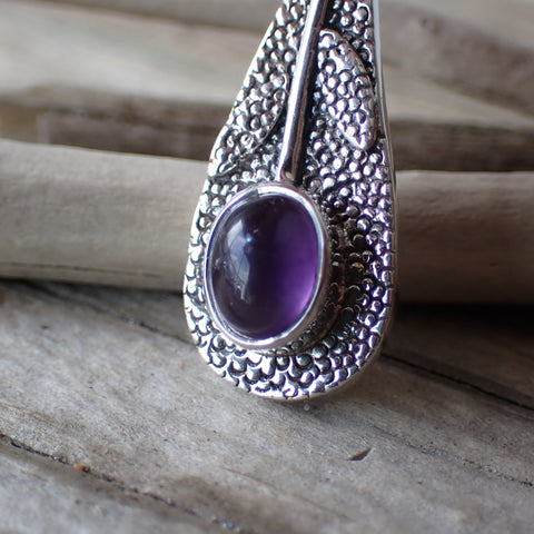 Sterling Silver Amethyst Flower Earrings