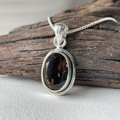 Sterling Silver Faceted Smoky Quartz Pendant