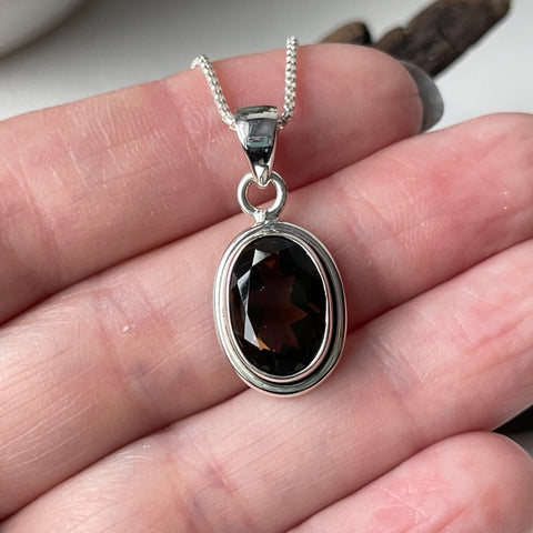 Sterling Silver Faceted Smoky Quartz Pendant